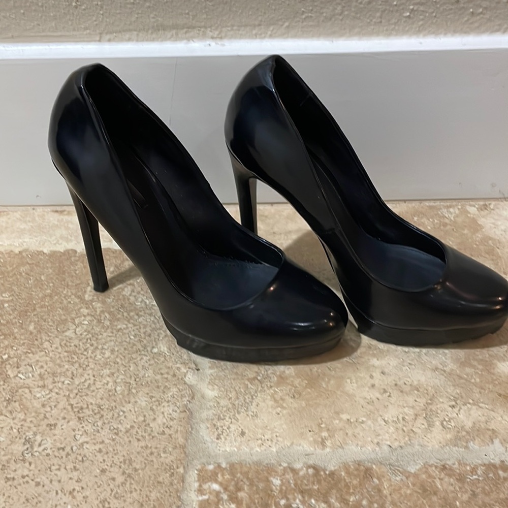Zara Track Sole Black Pumps - 38 (7.5)